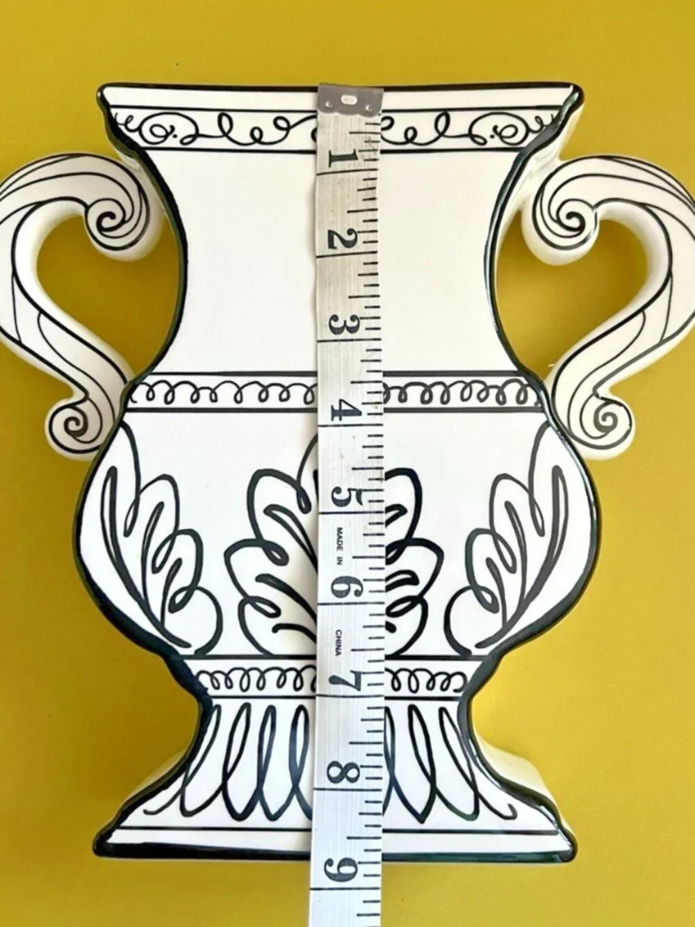 ART DECO Vase Black & White Classic KARE Design ARTSY Handpainted 9